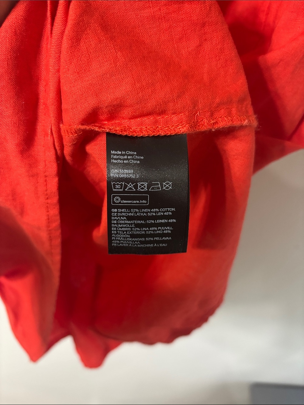 NEW H&M Linen Cotton Blend Red Orange Off Shoulder Mini Dress Summer Size Medium - Picture 6 of 7